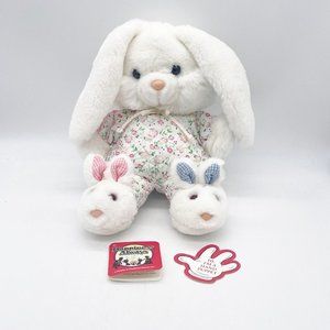 Happiness Express Plush Rabbit Puppet Quilted Floral PJs Slippers Gingham Ears